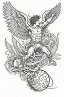 icarus falling throug space tattoo design idea