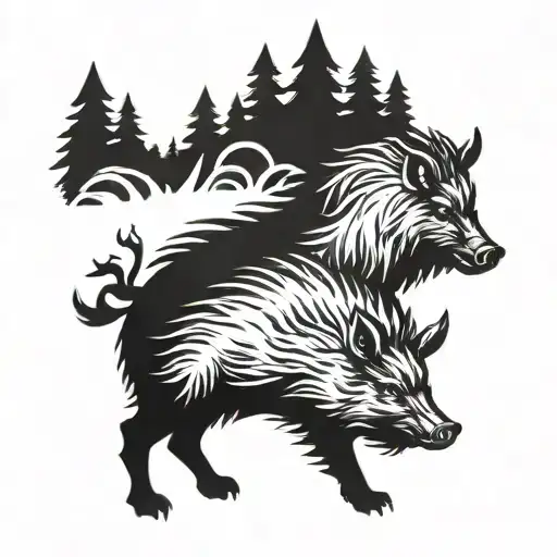wild boar tattoo design idea