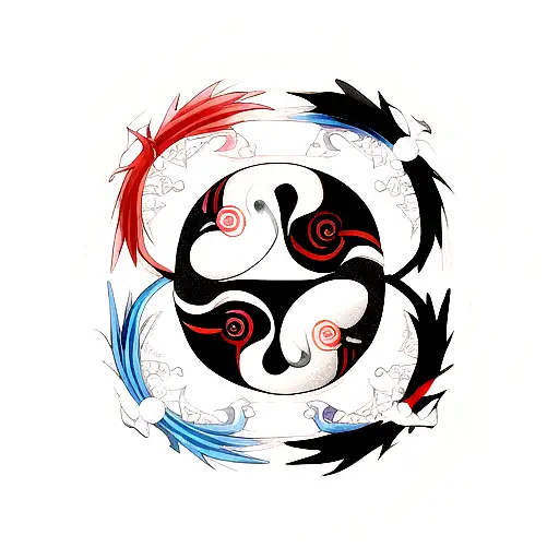yin Yang koi fish  tattoo design idea