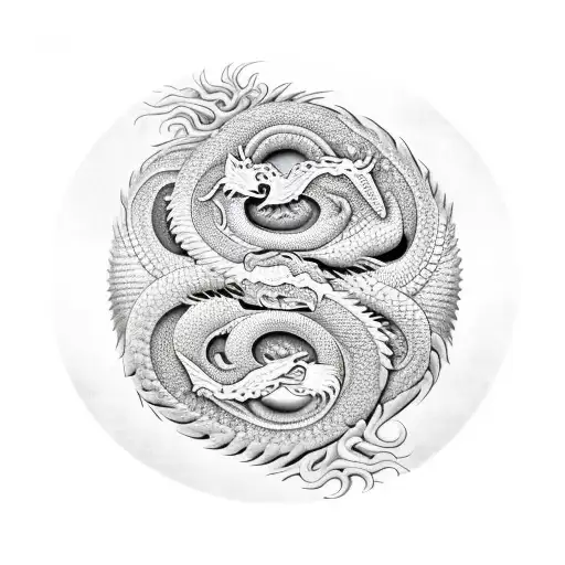 dragon and snake yin Yang  tattoo design idea