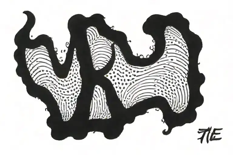 the initial T.L. inside a 2 fingerprint shape like a heart tattoo design idea