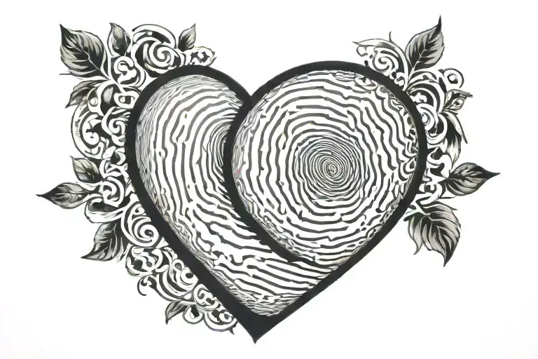 T.L. inside a 2 fingerprint shape like a heart tattoo design idea