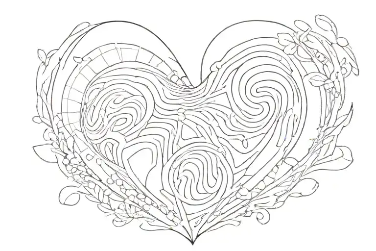 T.L. inside a 2 fingerprint shape like a heart tattoo design idea