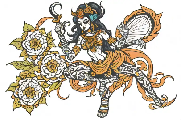 Kali with stem tattoo design idea