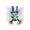 A mystical Exu with a mischievous grin and a top hat tattoo design idea