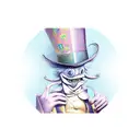 A mystical Exu with a mischievous grin and a top hat tattoo design idea