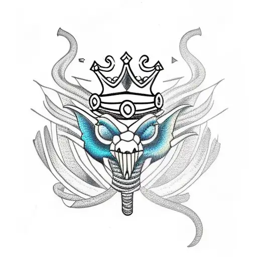 king cobra wearing crown tattoo design idea