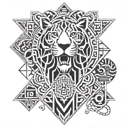 leo sacred geometry patterns tattoo design idea