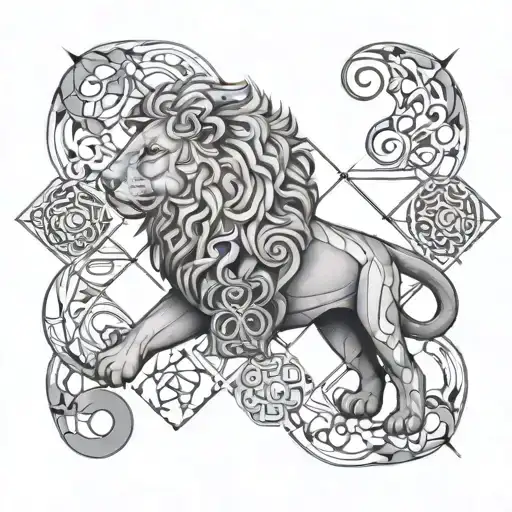 leo sacred geometry patterns tattoo design idea