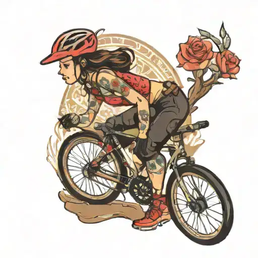 mountain biker pin up girl tattoo design idea