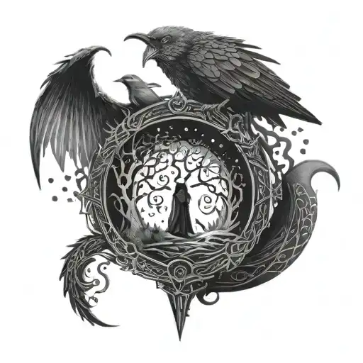 A Tim Burton inspired tattoo featuring elements from Lord of the Rings and Game of Thrones tattoo design idea