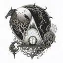 A Tim Burton inspired tattoo featuring elements from Lord of the Rings and Game of Thrones tattoo design idea