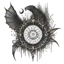 A Tim Burton inspired tattoo featuring elements from Lord of the Rings and Game of Thrones tattoo design idea