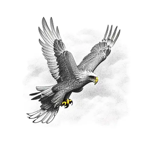 A powerful eagle soaring above a bustling cityscape representing the client's success as an entrepreneur tattoo design idea