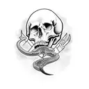 snake, skull, swords,  tattoo design idea