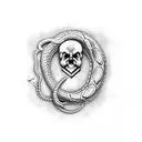 snake, skull, swords,  tattoo design idea