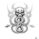 snake, skull, swords,  tattoo design idea