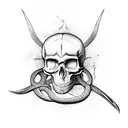 snake, skull, swords,  tattoo design idea
