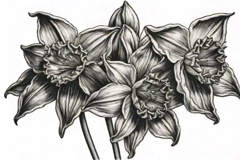 Daffodils with radiant light shining tattoo design idea