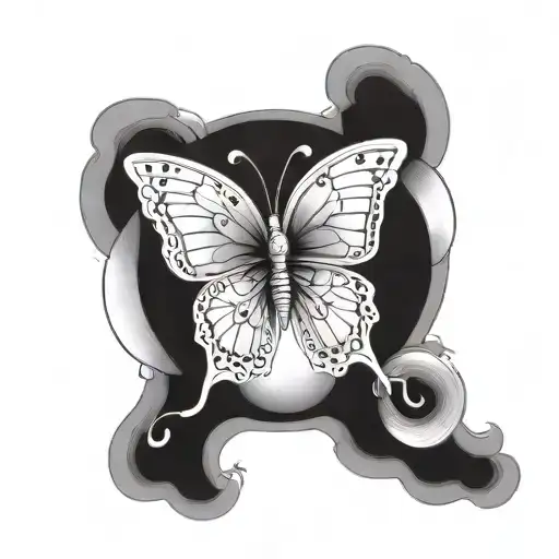 The design of a beautiful butterfly that is not too busy and is accompanied by a moon tattoo design idea