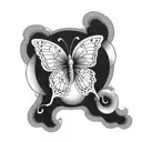 The design of a beautiful butterfly that is not too busy and is accompanied by a moon tattoo design idea