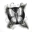 The design of a beautiful butterfly that is not too busy and is accompanied by a moon tattoo design idea