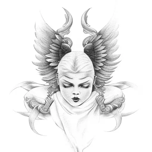 Wingriddenangel tattoo design idea