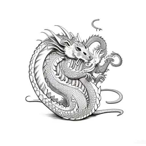 a rat and a dragon showing love  tattoo design idea