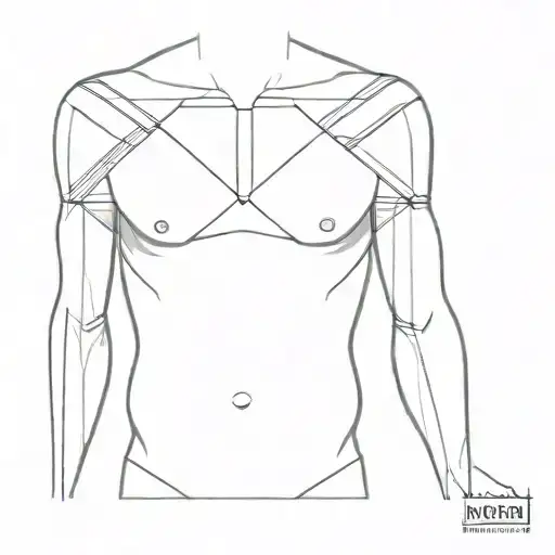 Symetrical straight lines for man chest  tattoo design idea