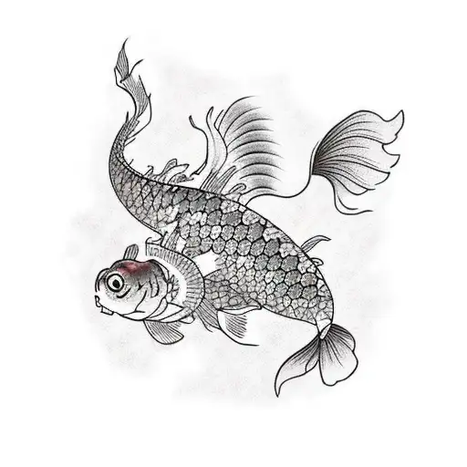 cute oriental tattoo of a small koi that swam upstream and turned into a dragon feminine tattoo design idea