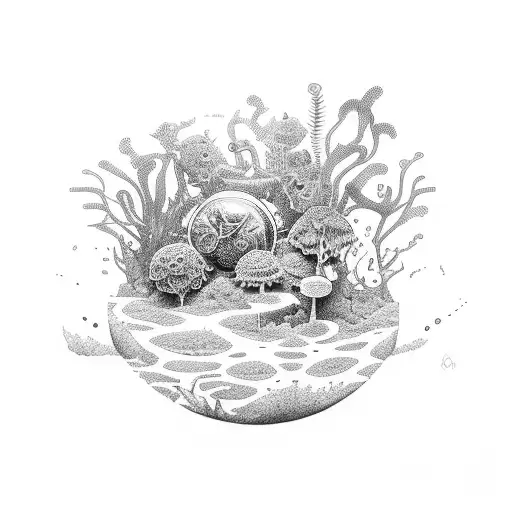 terrarium, moss, tropical,  tattoo design idea