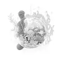 terrarium, moss, tropical,  tattoo design idea