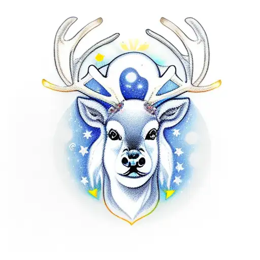 arctic reindeer and robin tattoo design idea
