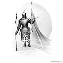 A knight in shining armor playing a haunting melody on a traditional Bosnian instrument tattoo design idea