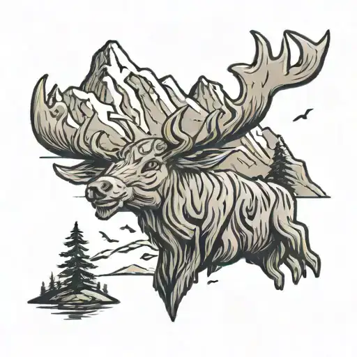 strong mountains with the word gravitas engraved.  incorporate a hatchet, a buck tattoo design idea