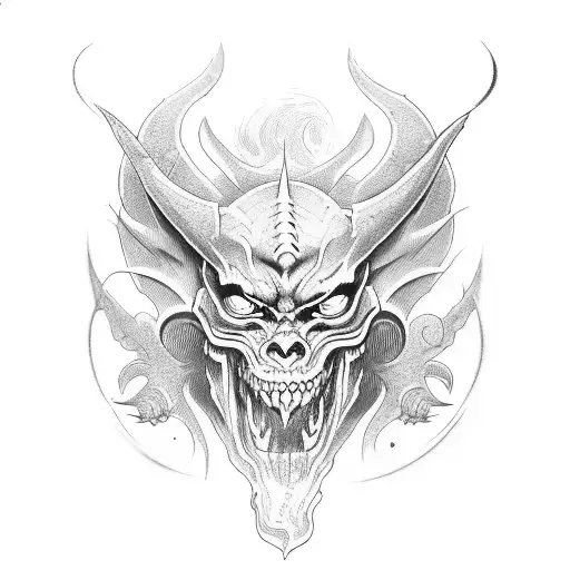 demon and slaves tattoo design idea