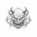 demon and slaves tattoo design idea