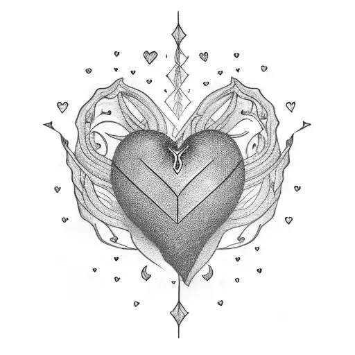 heart on fire tattoo design idea