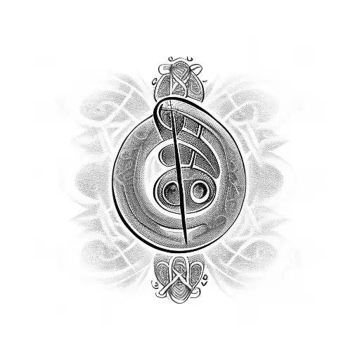Bass clef combined with Celtic Angel Symbol, looking Like treble clef, White Background, No skin tattoo design idea