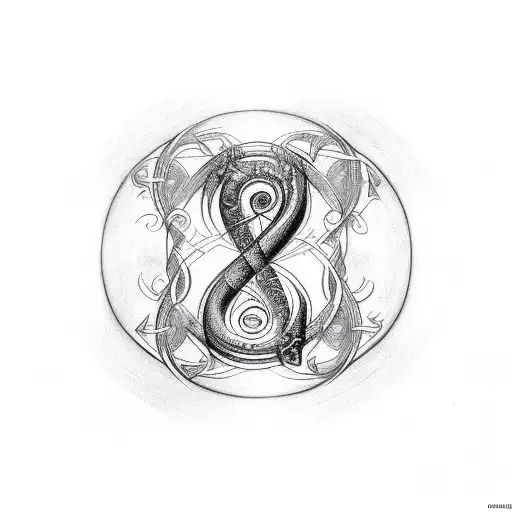 Bass clef combined with tribal Celtic Angel Symbol, looking Like clef tattoo design idea