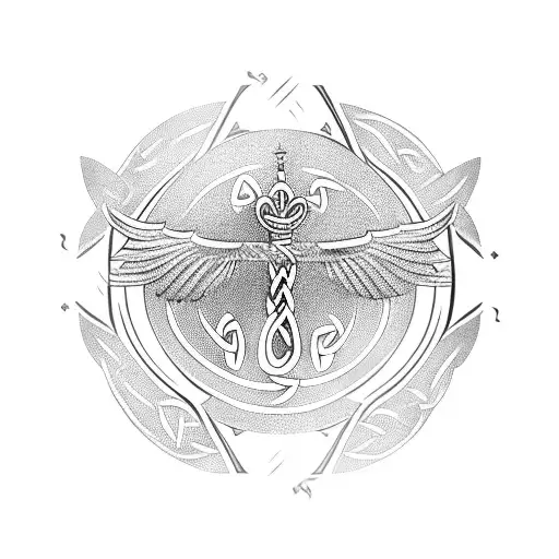 Celtic Angel Symbol combined clef and Bass clef tattoo design idea