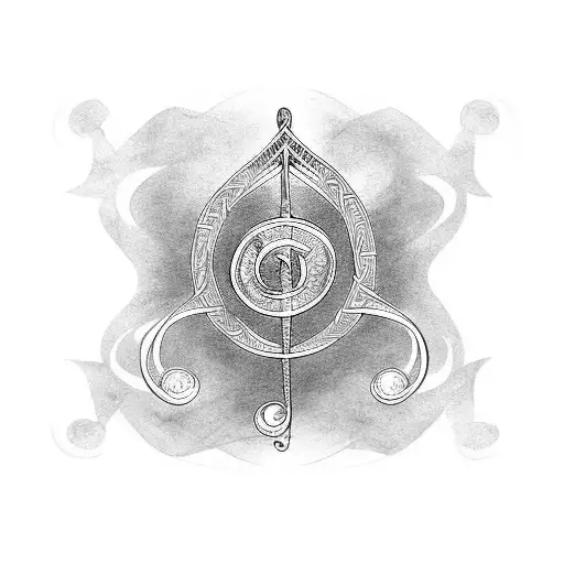 Bass clef combined with Celtic Angel Symbol, looking Like treble clef, No skin tattoo design idea