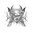 man winning against demons tattoo design idea