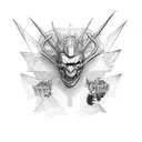 man winning against demons tattoo design idea