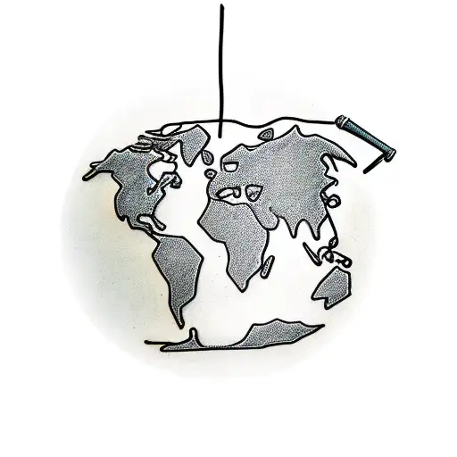 A vintage microphone with a world map inside tattoo design idea