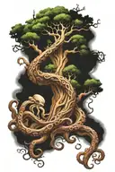 twisted tree with octopus tentacles as roots arm tattoo tattoo design idea