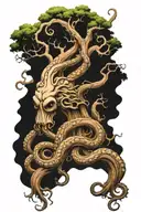 twisted tree with octopus tentacles as roots arm tattoo tattoo design idea