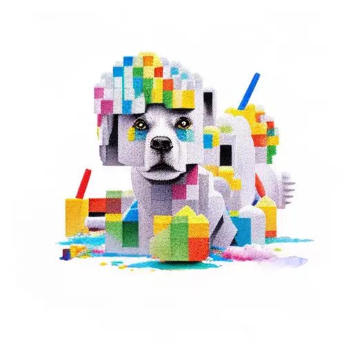 lego bricks in watercolor tattoo design idea