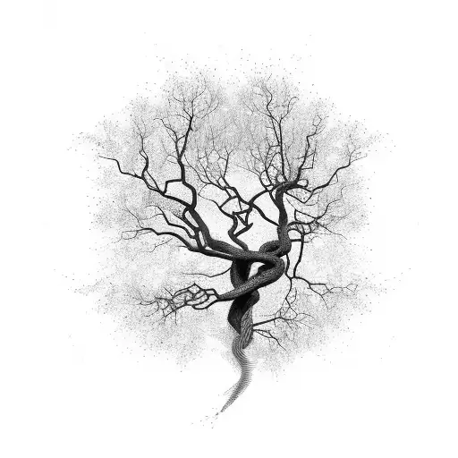 tree design that wraps around my arm longitudinally branches should resemble neural connections, tattoo design idea