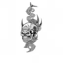 a skull and a sword tattoo design idea